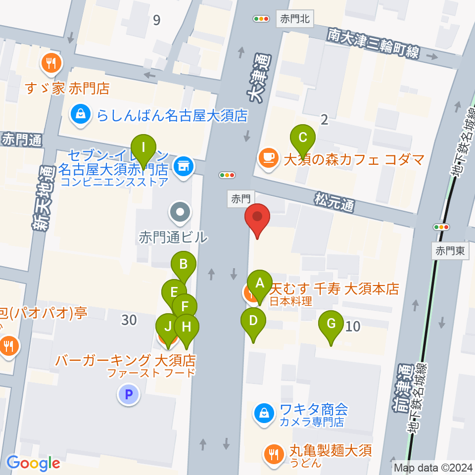 BIGBOSS名古屋周辺のファミレス・ファーストフード一覧地図