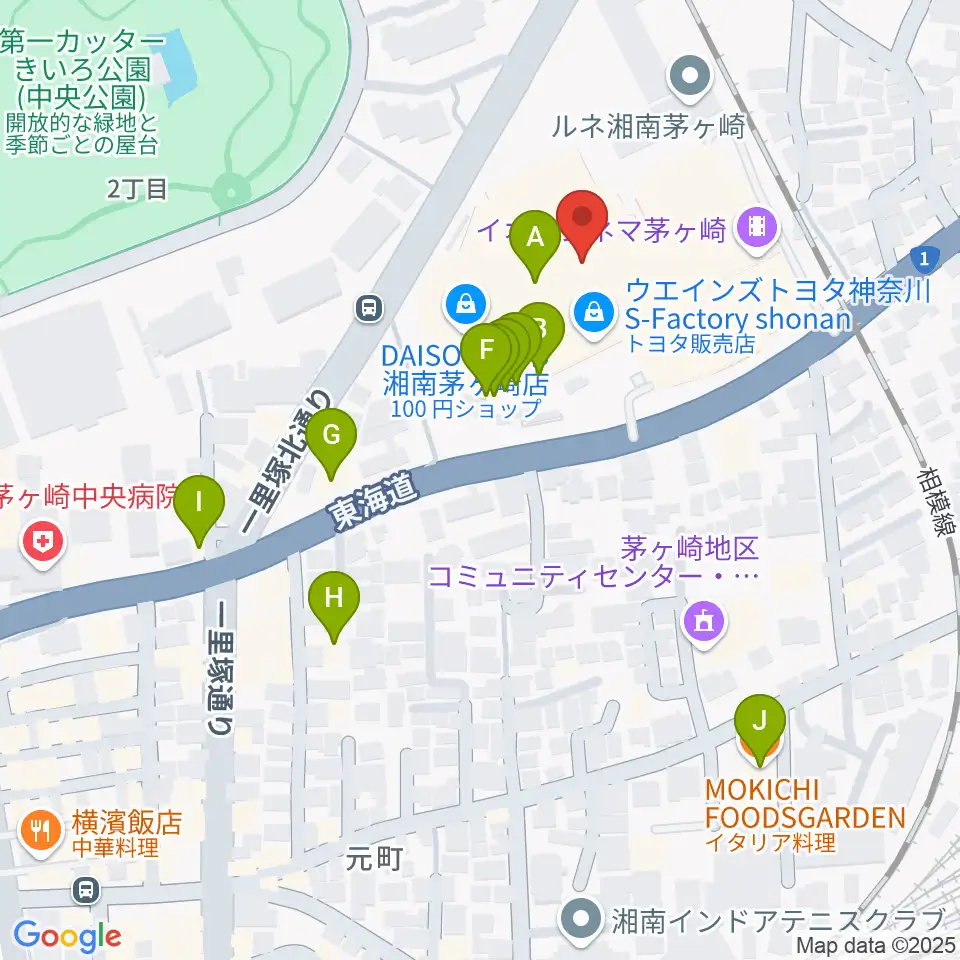 イオン茅ヶ崎センターヤマハミュージック周辺のファミレス・ファーストフード一覧地図