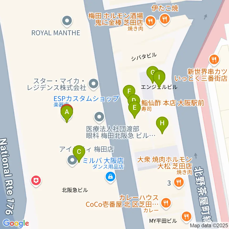 ESPカスタムショップ周辺のファミレス・ファーストフード一覧地図
