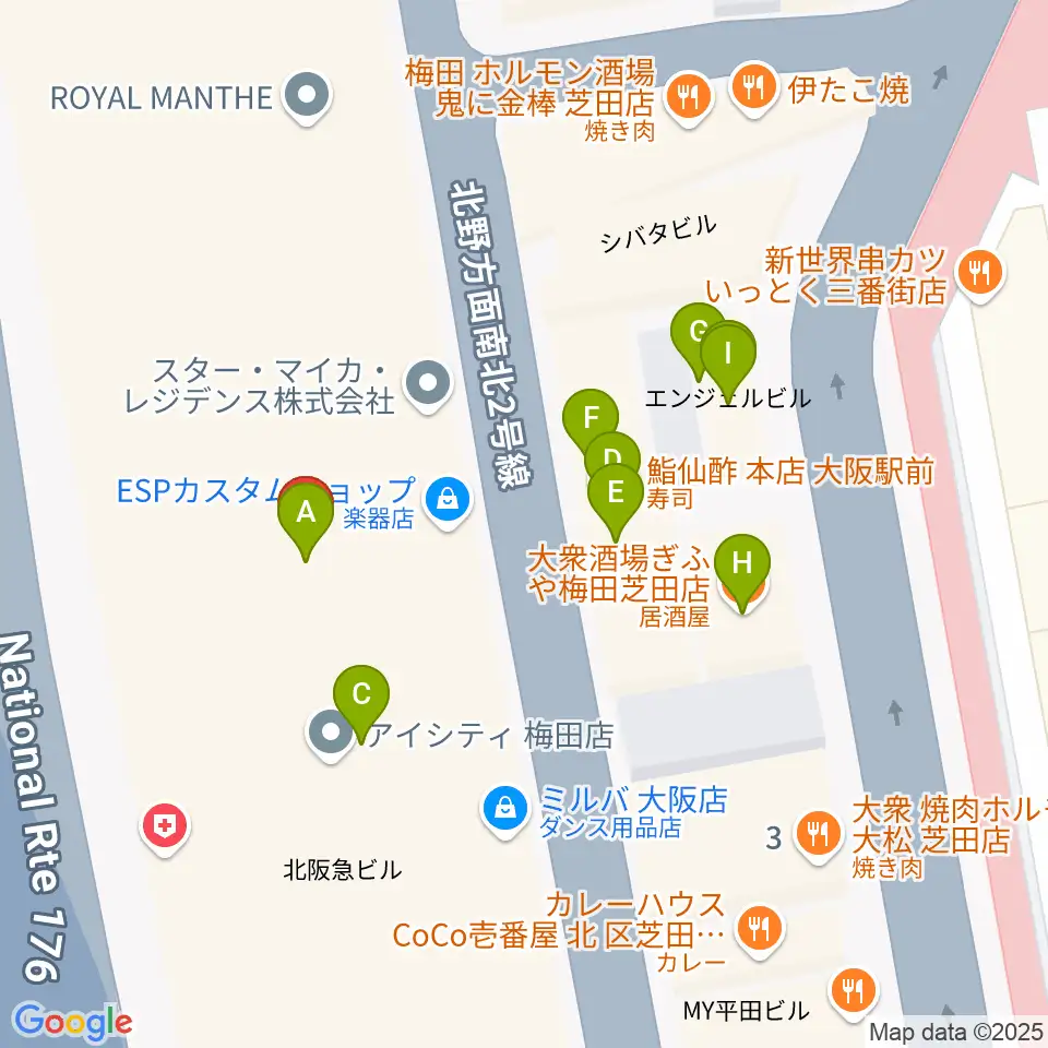 ESPカスタムショップ周辺のファミレス・ファーストフード一覧地図
