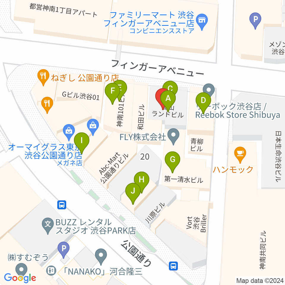ESP渋谷クラフトハウス周辺のファミレス・ファーストフード一覧地図