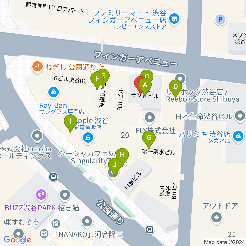 ESP渋谷クラフトハウス周辺のファミレス・ファーストフード一覧地図