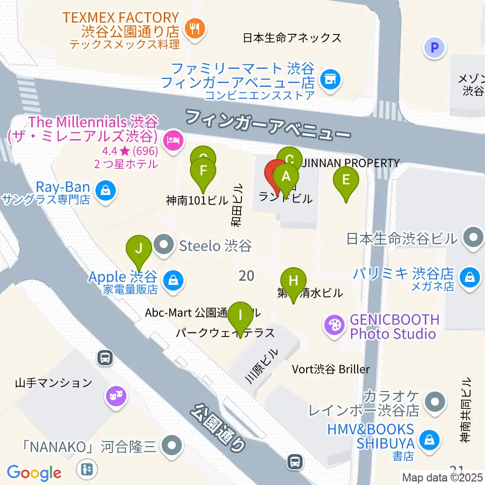 ESP渋谷クラフトハウス周辺のファミレス・ファーストフード一覧地図