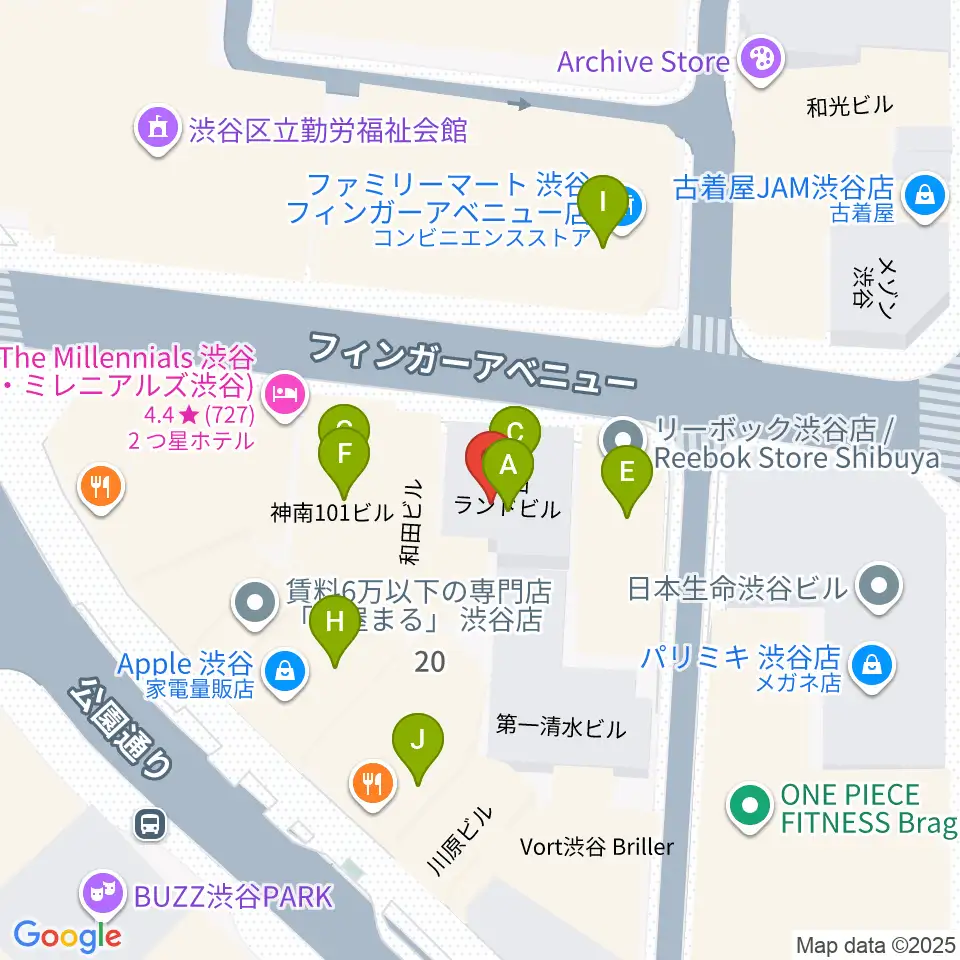 ESP渋谷クラフトハウス周辺のファミレス・ファーストフード一覧地図