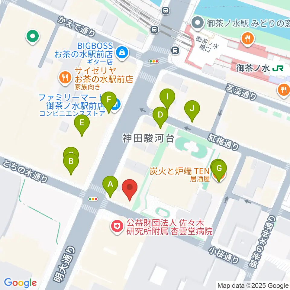 ESPギターワークショップ周辺のファミレス・ファーストフード一覧地図