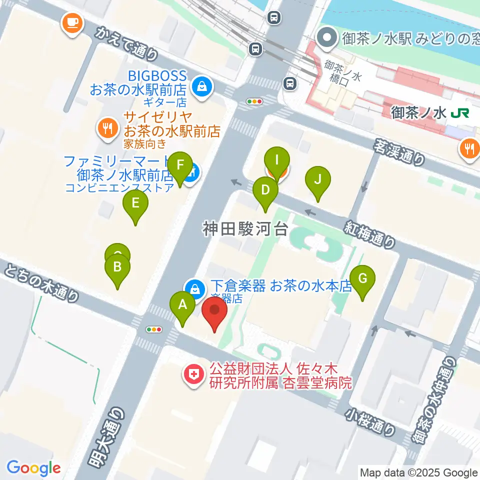 ESPギターワークショップ周辺のファミレス・ファーストフード一覧地図