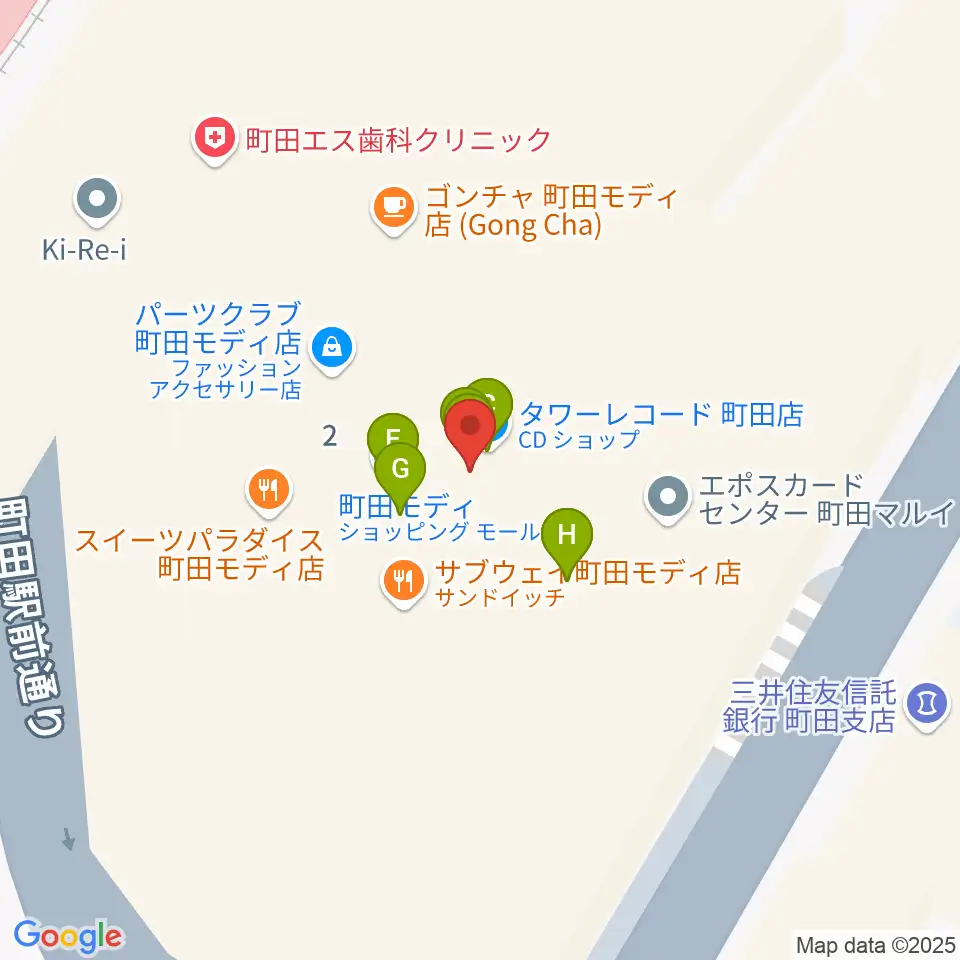 クロサワ楽器町田店周辺のファミレス・ファーストフード一覧地図