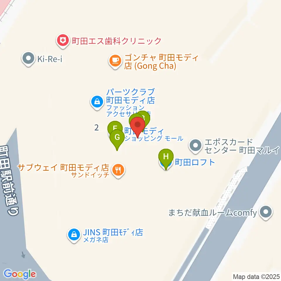 クロサワ楽器町田店周辺のファミレス・ファーストフード一覧地図