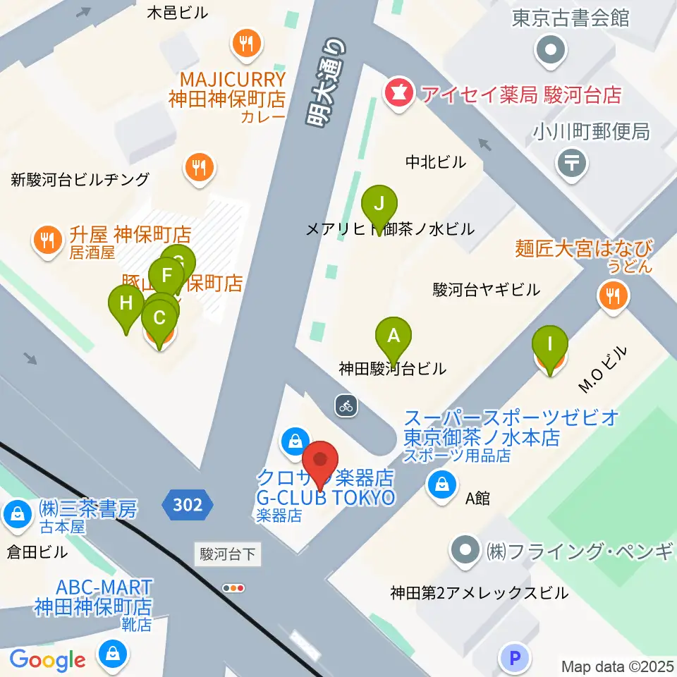 クロサワ楽器 G-CLUB TOKYO周辺のファミレス・ファーストフード一覧地図