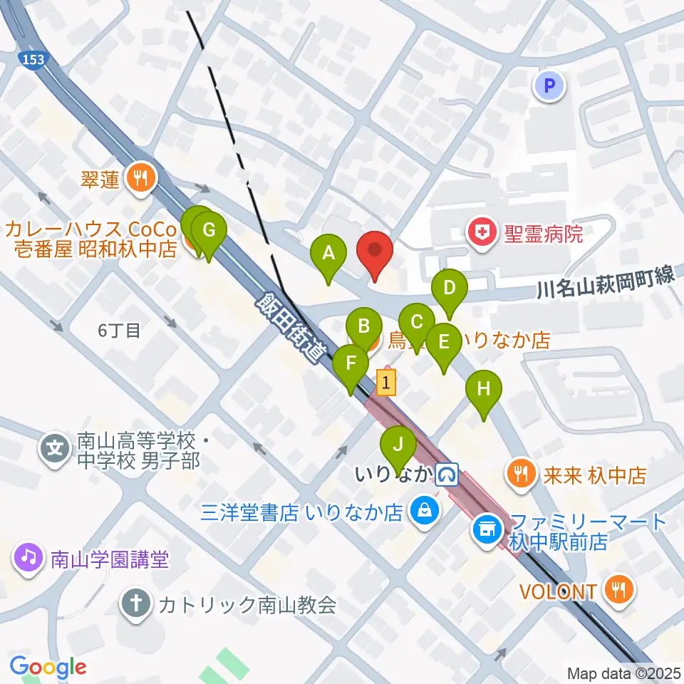 みどり楽器・名古屋周辺のファミレス・ファーストフード一覧地図