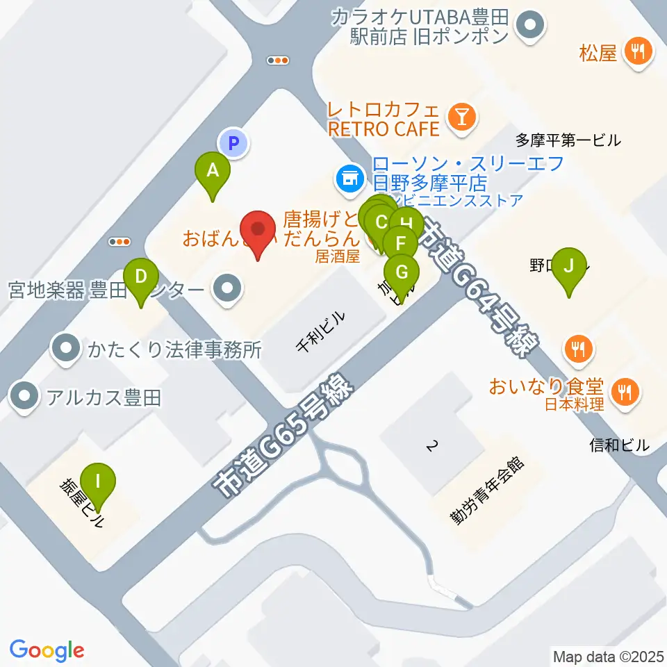 宮地楽器 豊田センター周辺のファミレス・ファーストフード一覧地図