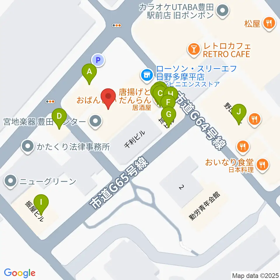 宮地楽器 豊田センター周辺のファミレス・ファーストフード一覧地図