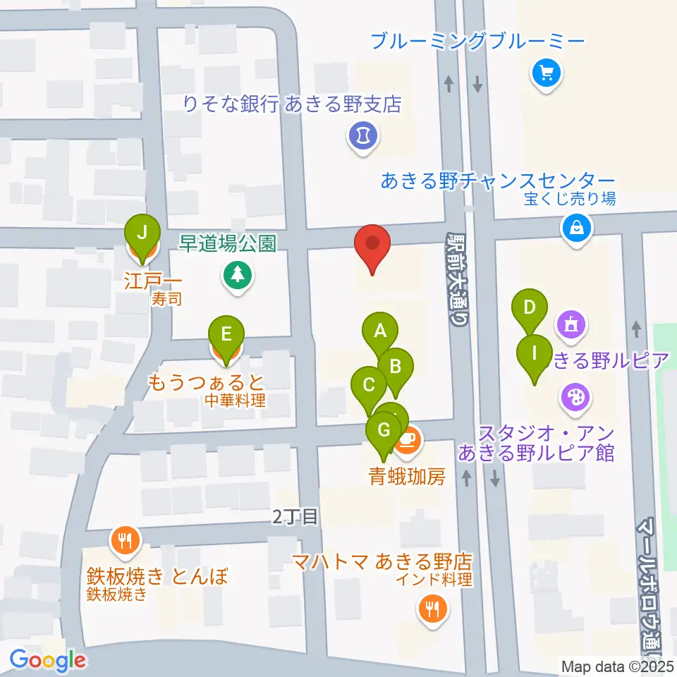 宮地楽器 あきる野センター周辺のファミレス・ファーストフード一覧地図