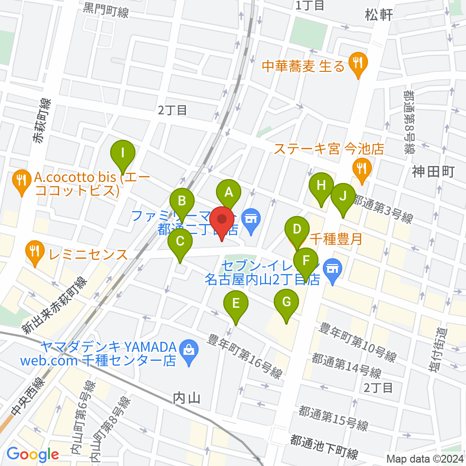 植村楽器周辺のファミレス・ファーストフード一覧地図