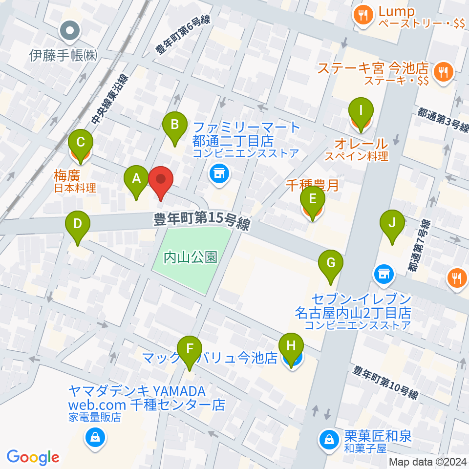 植村楽器周辺のファミレス・ファーストフード一覧地図