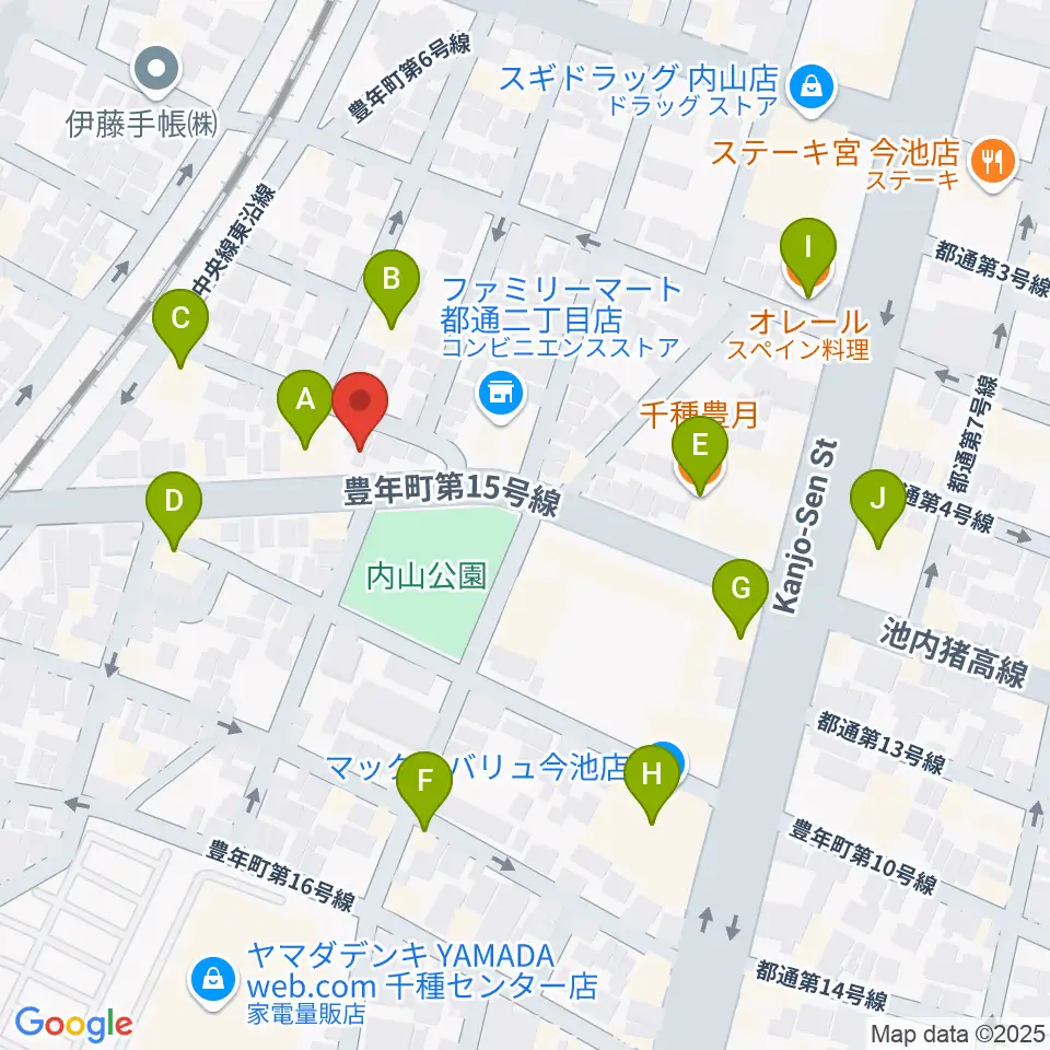 植村楽器周辺のファミレス・ファーストフード一覧地図