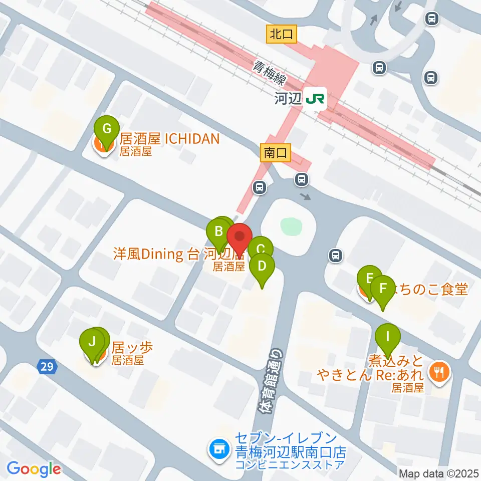 宮地楽器 河辺センター周辺のファミレス・ファーストフード一覧地図