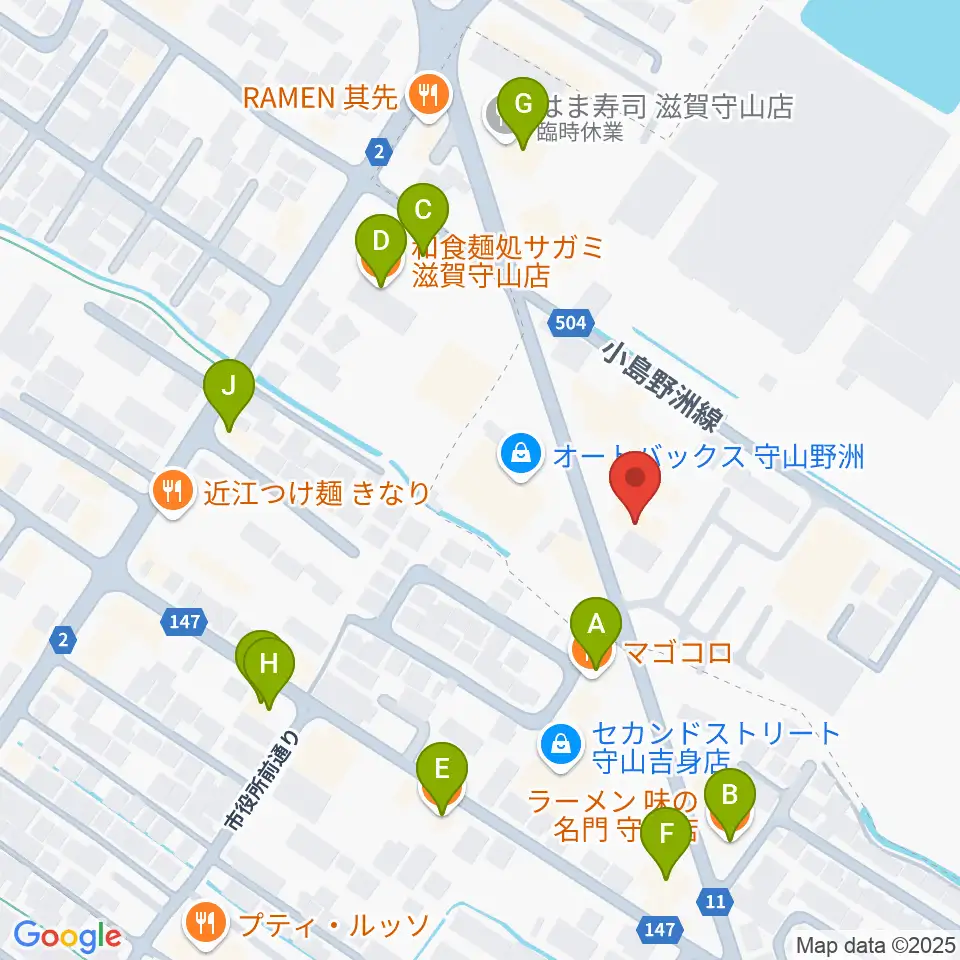 青い鳥音楽学園周辺のファミレス・ファーストフード一覧地図