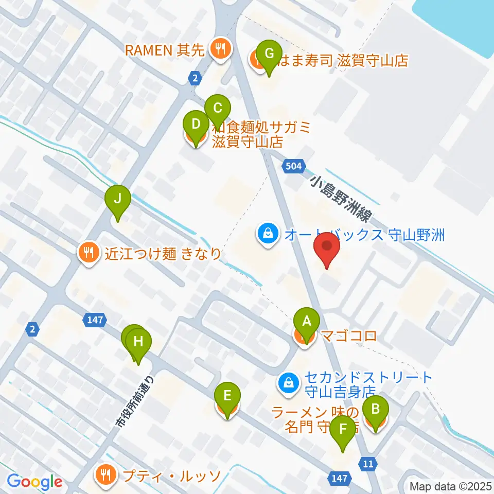 青い鳥音楽学園周辺のファミレス・ファーストフード一覧地図