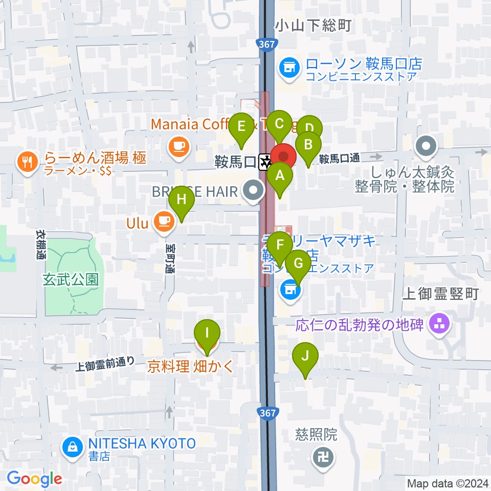 一木楽器周辺のファミレス・ファーストフード一覧地図