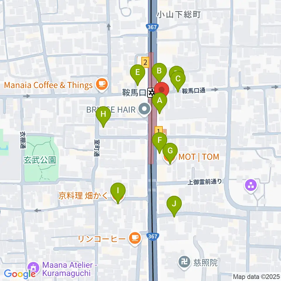 一木楽器周辺のファミレス・ファーストフード一覧地図