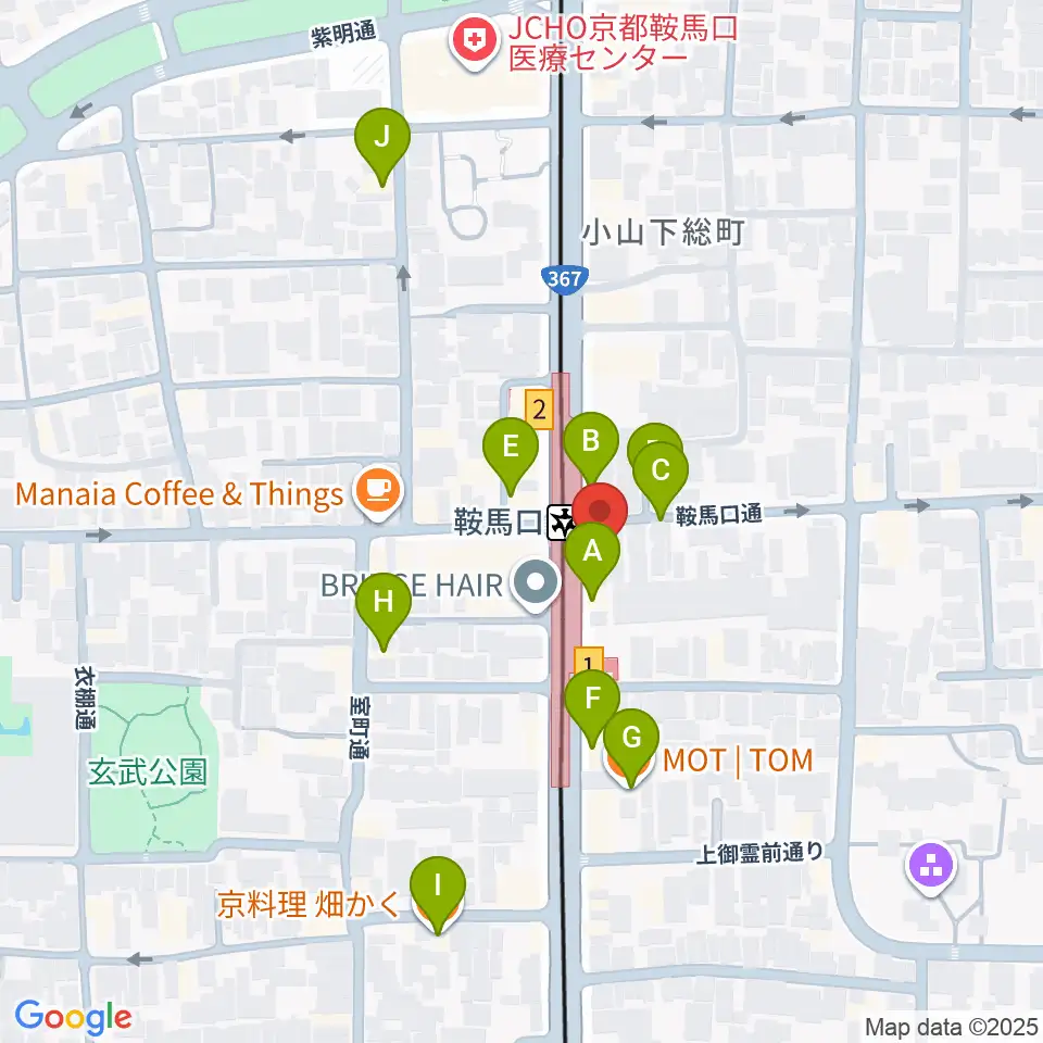一木楽器周辺のファミレス・ファーストフード一覧地図