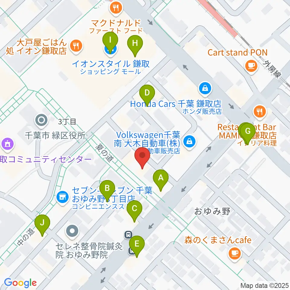 ユニスタイル鎌取 ヤマハミュージック周辺のファミレス・ファーストフード一覧地図
