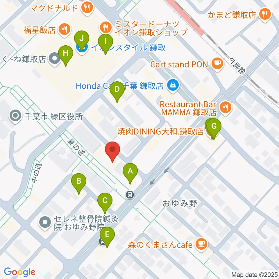 ユニスタイル鎌取 ヤマハミュージック周辺のファミレス・ファーストフード一覧地図