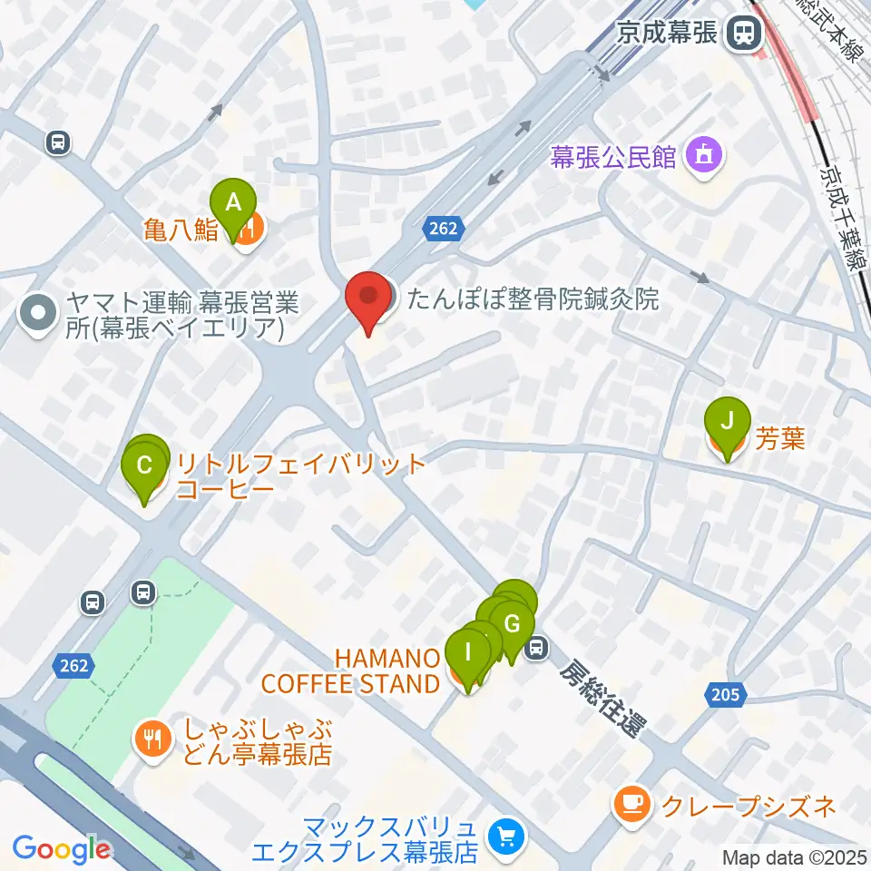幕張センター ヤマハミュージック周辺のファミレス・ファーストフード一覧地図