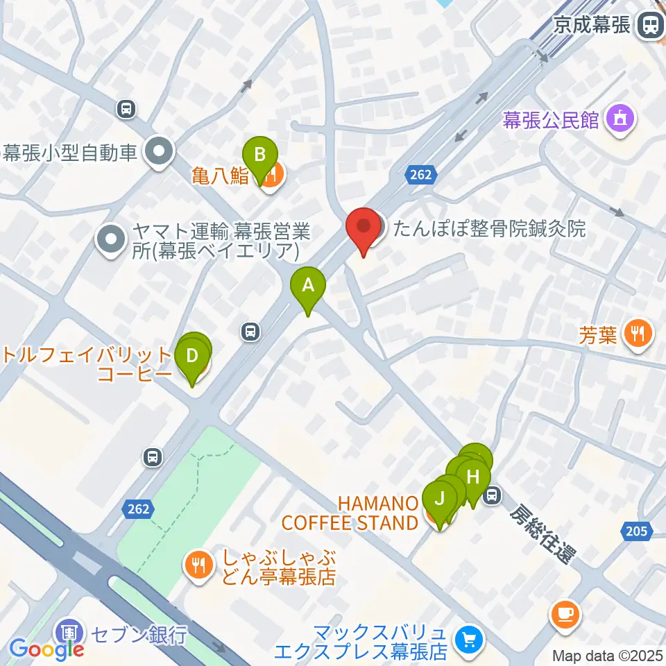 幕張センター ヤマハミュージック周辺のファミレス・ファーストフード一覧地図