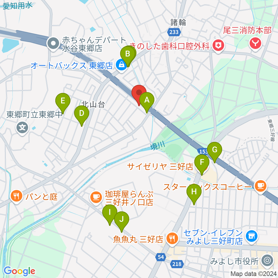 S.ホール レ・マーニ周辺のファミレス・ファーストフード一覧地図