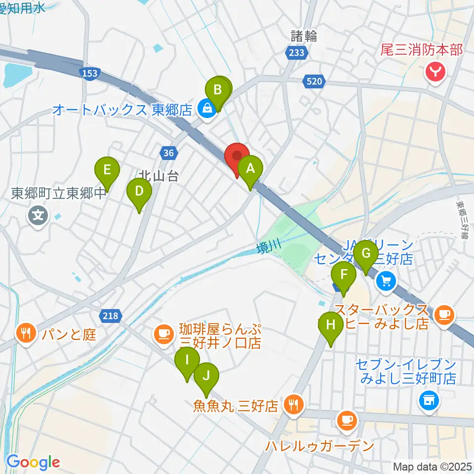 S.ホール レ・マーニ周辺のファミレス・ファーストフード一覧地図
