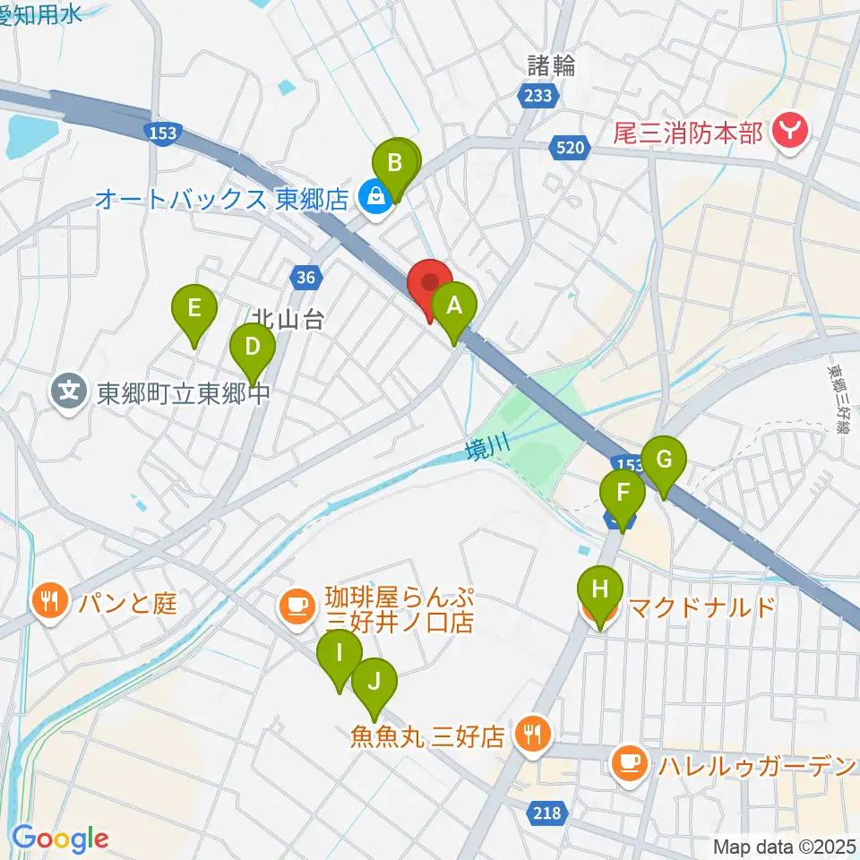 S.ホール レ・マーニ周辺のファミレス・ファーストフード一覧地図