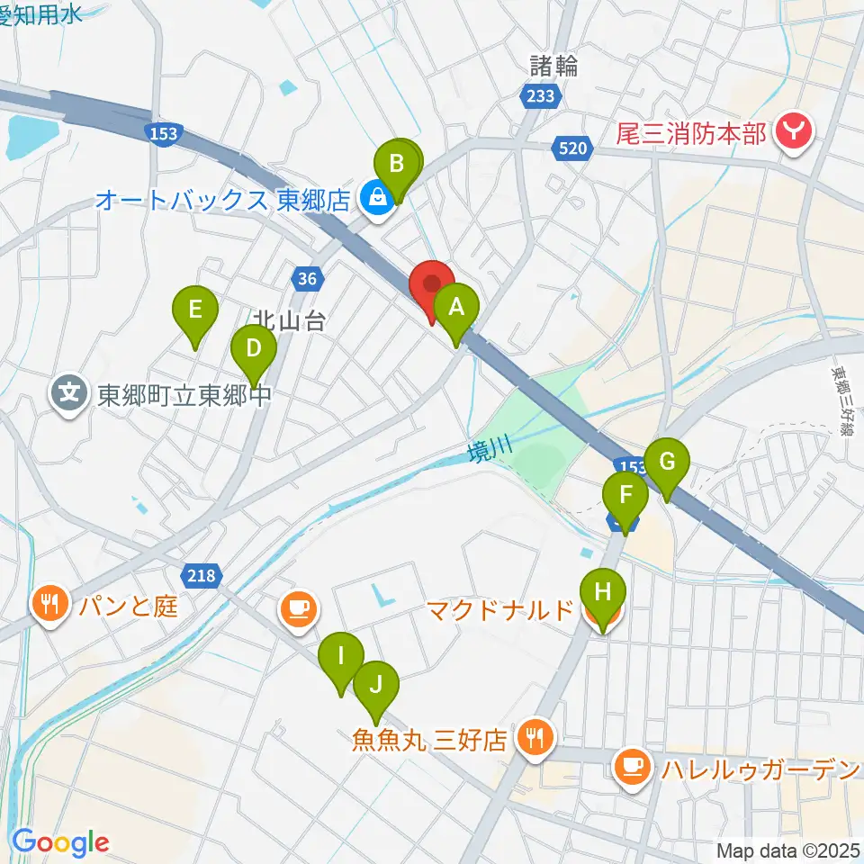 S.ホール レ・マーニ周辺のファミレス・ファーストフード一覧地図