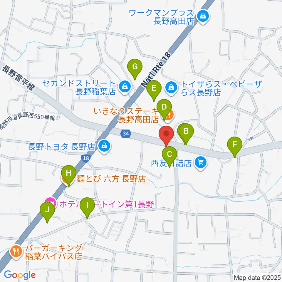 ＹＭサウンド周辺のファミレス・ファーストフード一覧地図