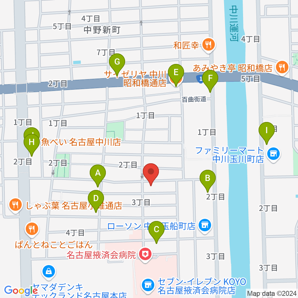 有限会社ドレミ楽器周辺のファミレス・ファーストフード一覧地図