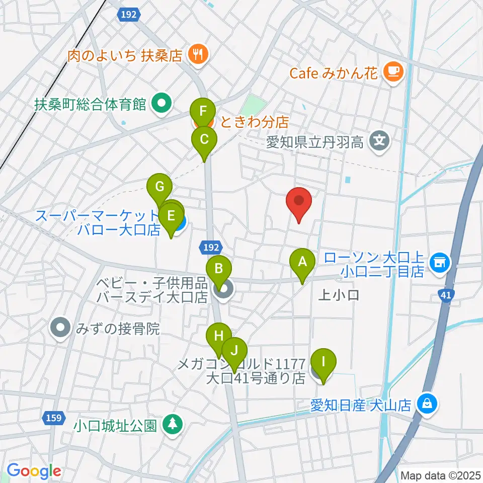 たかはし音楽学院周辺のファミレス・ファーストフード一覧地図
