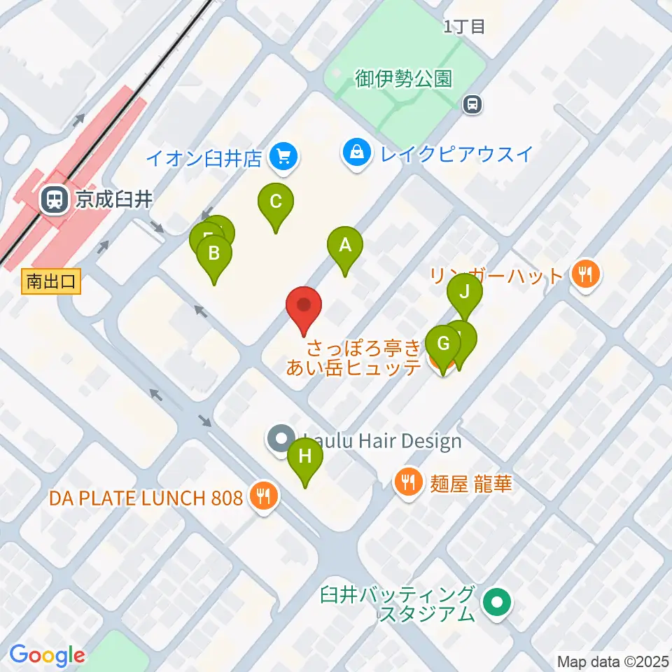 伊藤楽器 臼井センター周辺のファミレス・ファーストフード一覧地図