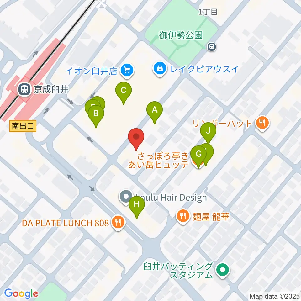 伊藤楽器 臼井センター周辺のファミレス・ファーストフード一覧地図