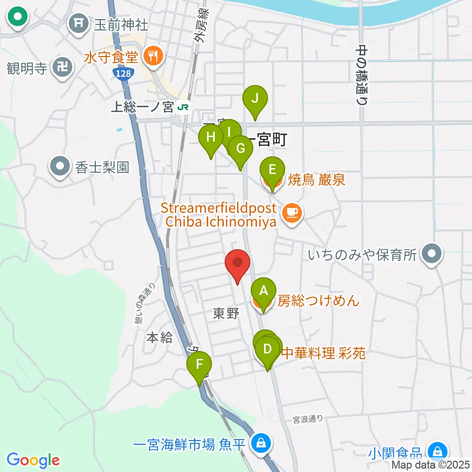 一宮センター ヤマハミュージック周辺のファミレス・ファーストフード一覧地図