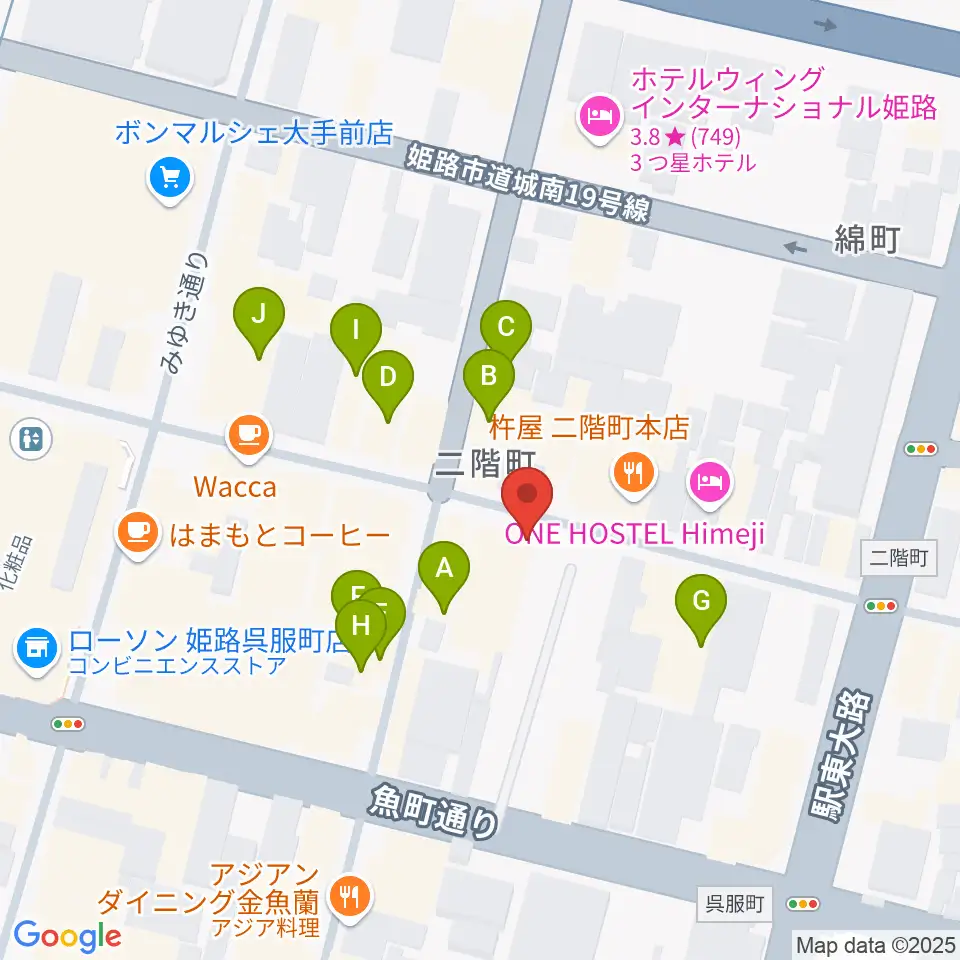 文化堂 姫路本店周辺のファミレス・ファーストフード一覧地図
