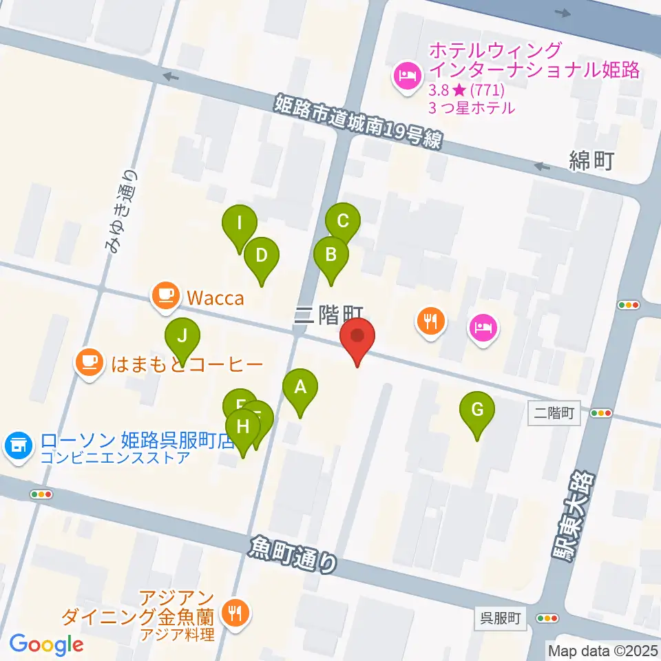 文化堂 姫路本店周辺のファミレス・ファーストフード一覧地図