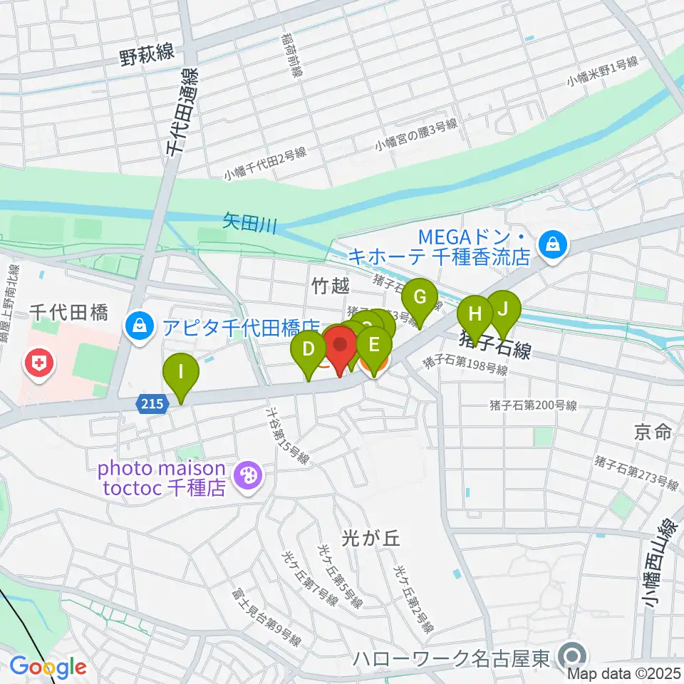 ギターショップ デュース周辺のファミレス・ファーストフード一覧地図