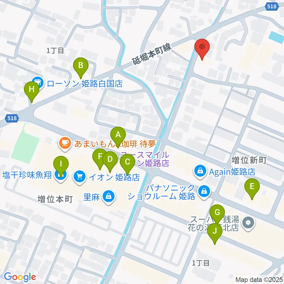 文化堂 北姫路センター周辺のファミレス・ファーストフード一覧地図