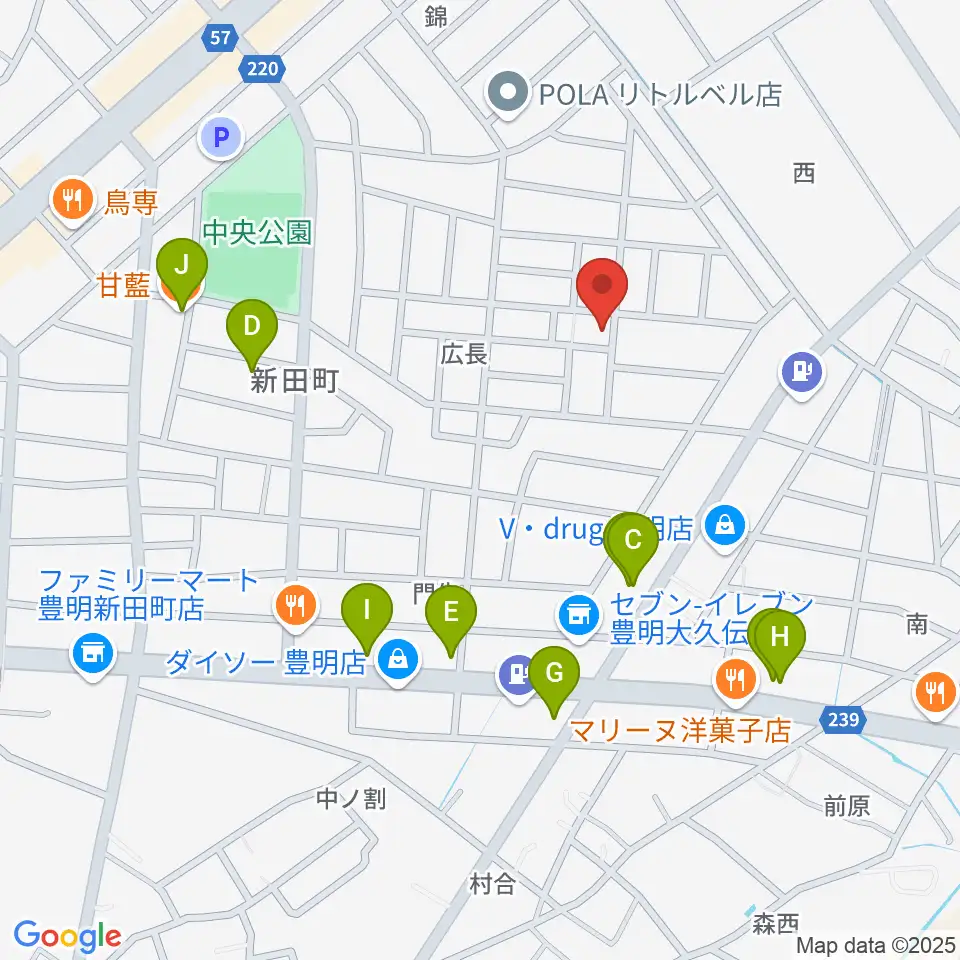 ミズノ弦楽器周辺のファミレス・ファーストフード一覧地図