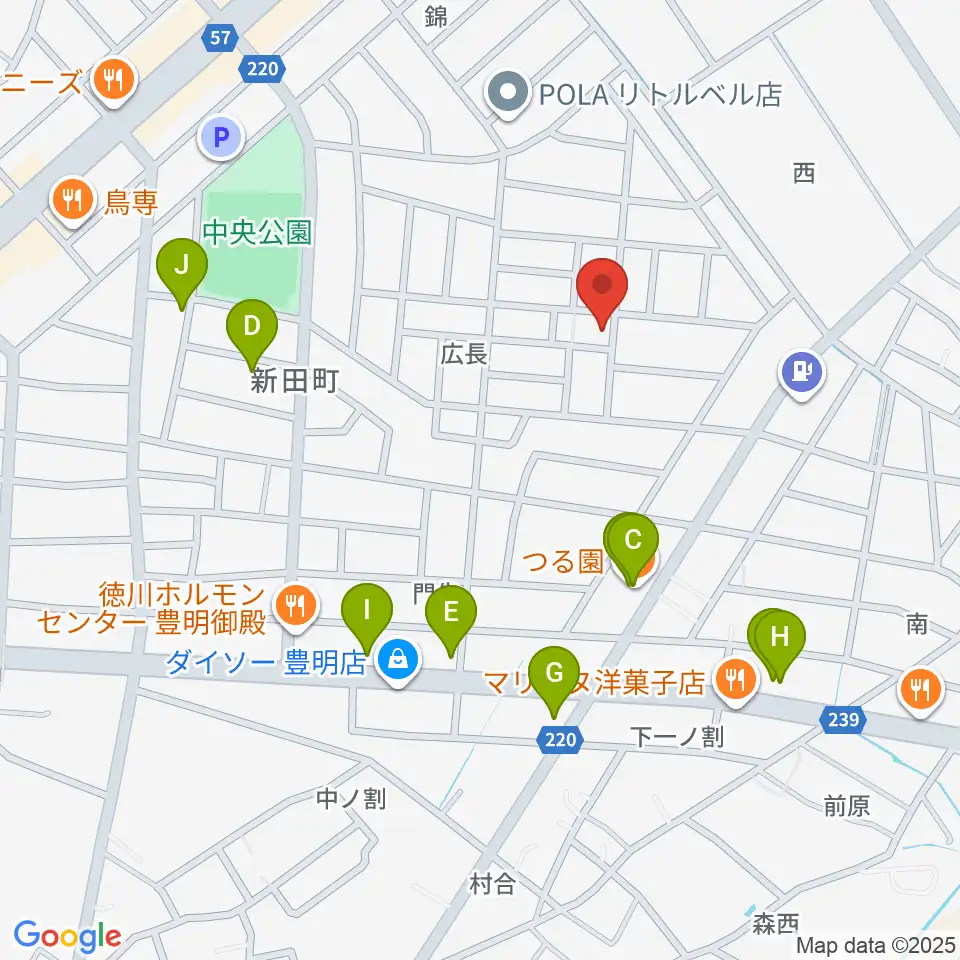 ミズノ弦楽器周辺のファミレス・ファーストフード一覧地図
