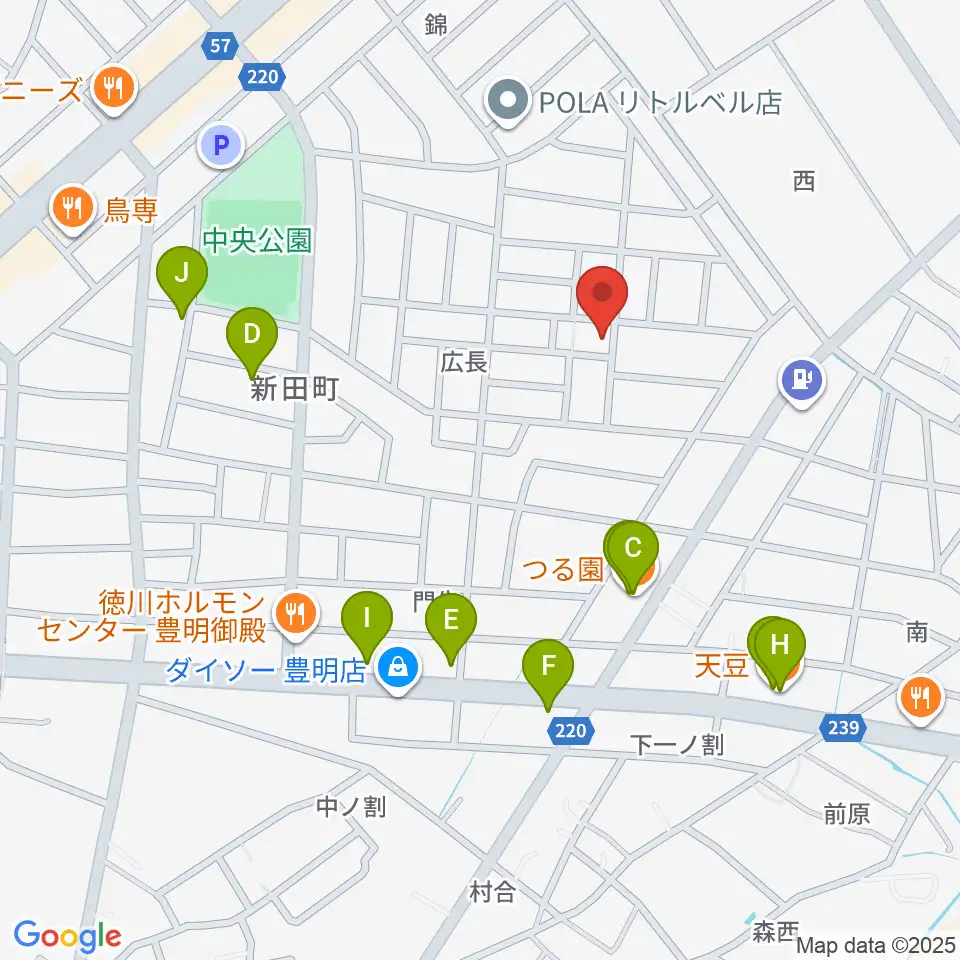 ミズノ弦楽器周辺のファミレス・ファーストフード一覧地図