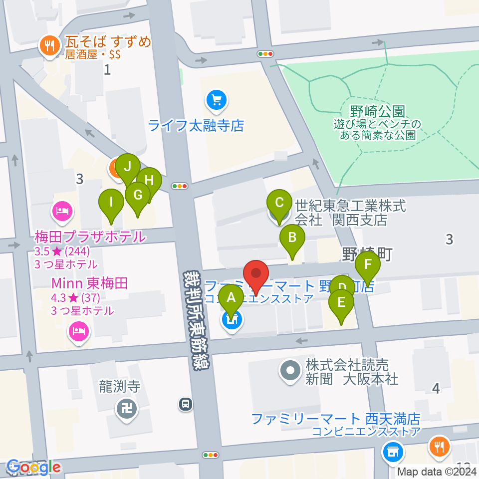 梅田ALWAYS周辺のファミレス・ファーストフード一覧地図