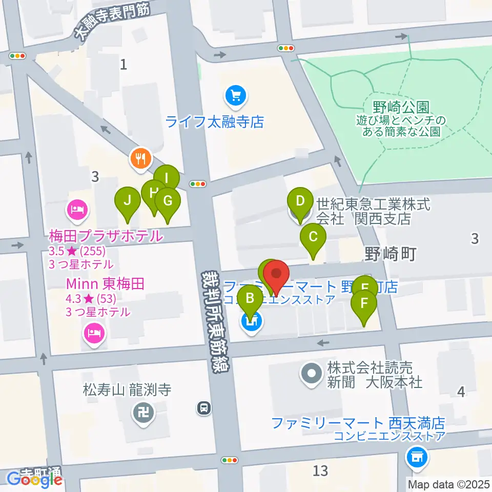 梅田ALWAYS周辺のファミレス・ファーストフード一覧地図