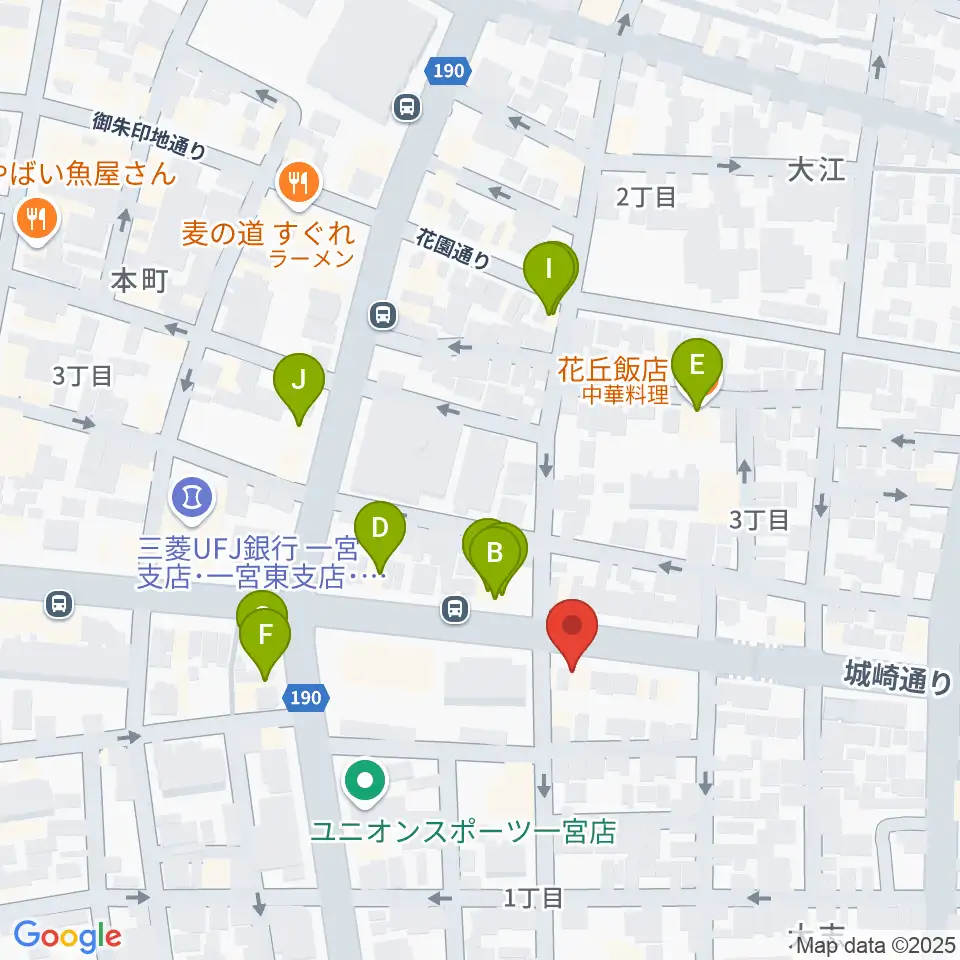 ミュージックポケット周辺のファミレス・ファーストフード一覧地図